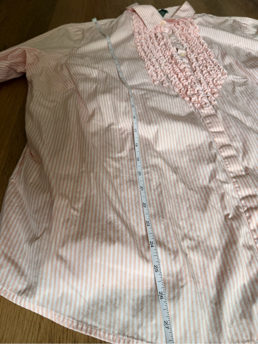 100% cotton RL Ruffle-Front Button-Down Blouse - Picture 9 of 13